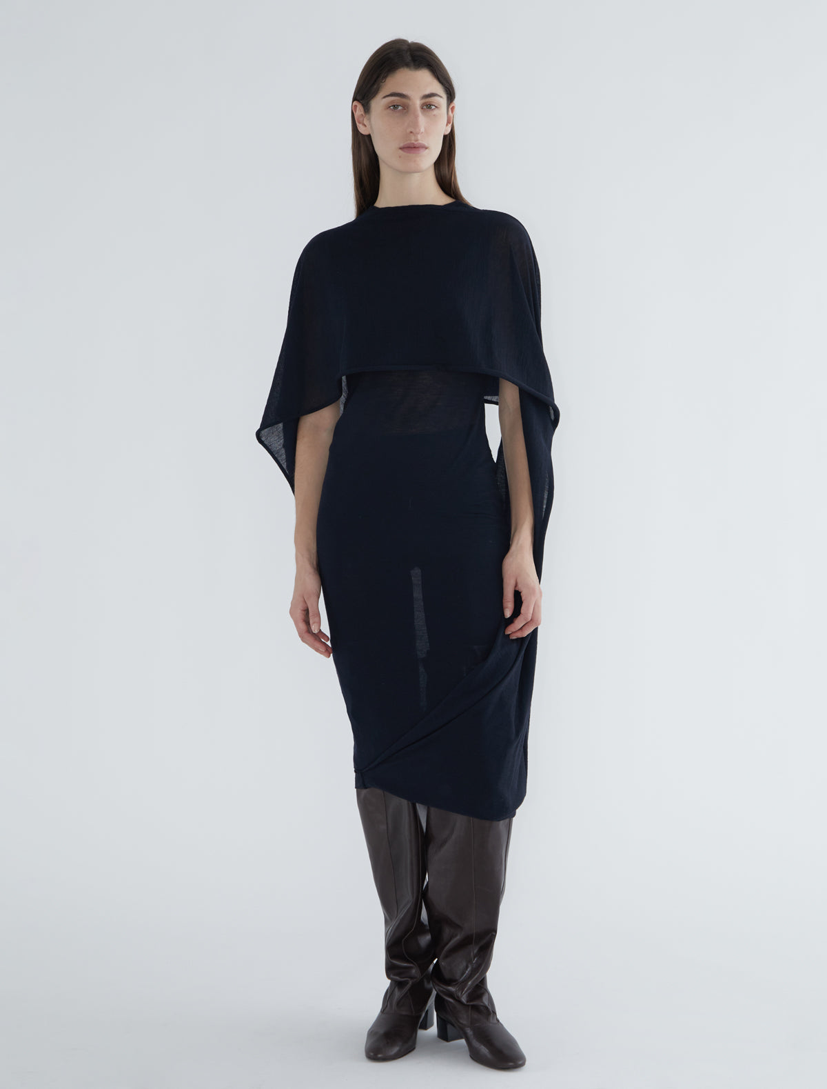 Willy multiposition sleeveless wool dress black