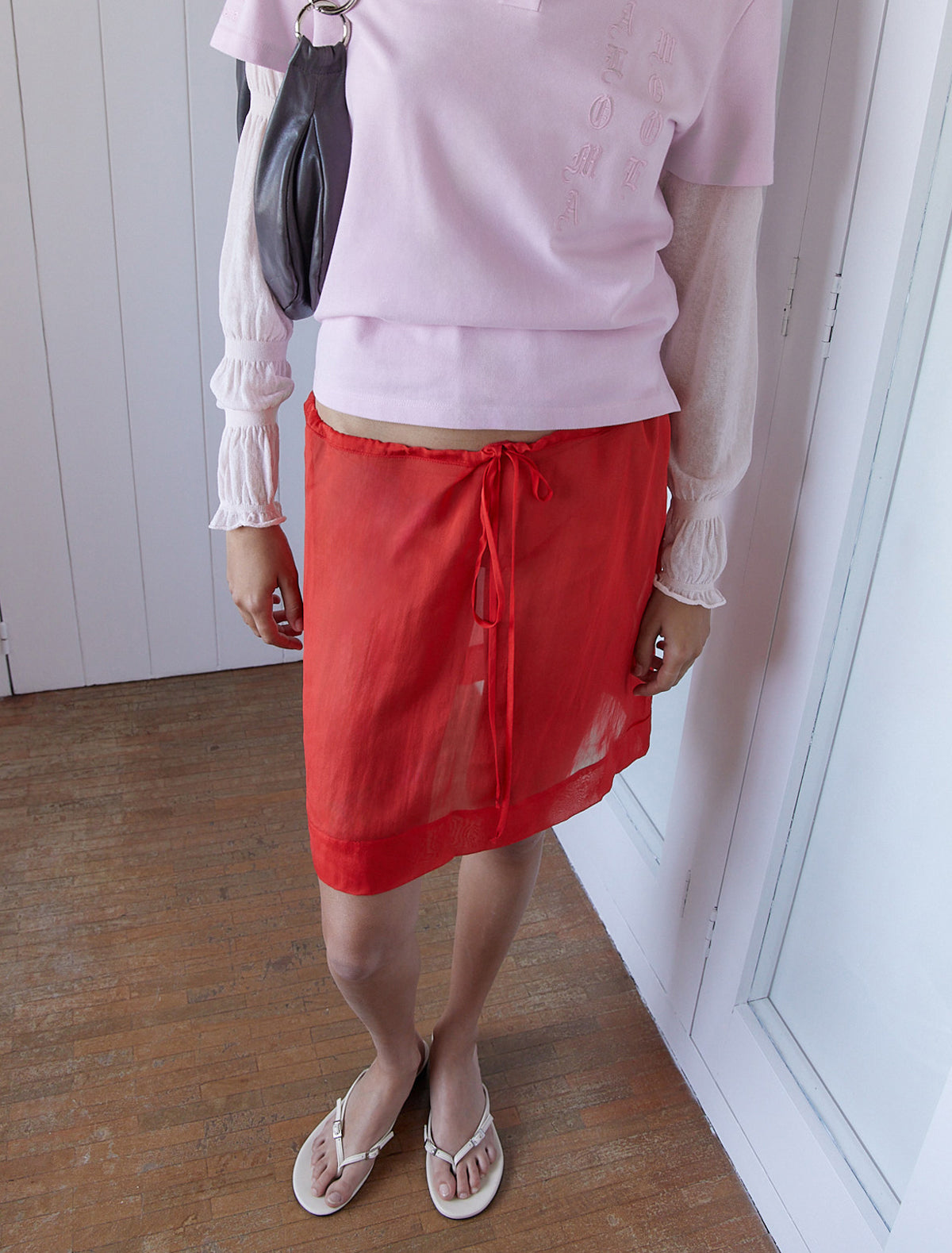 Milevo delicate sheer skirt red