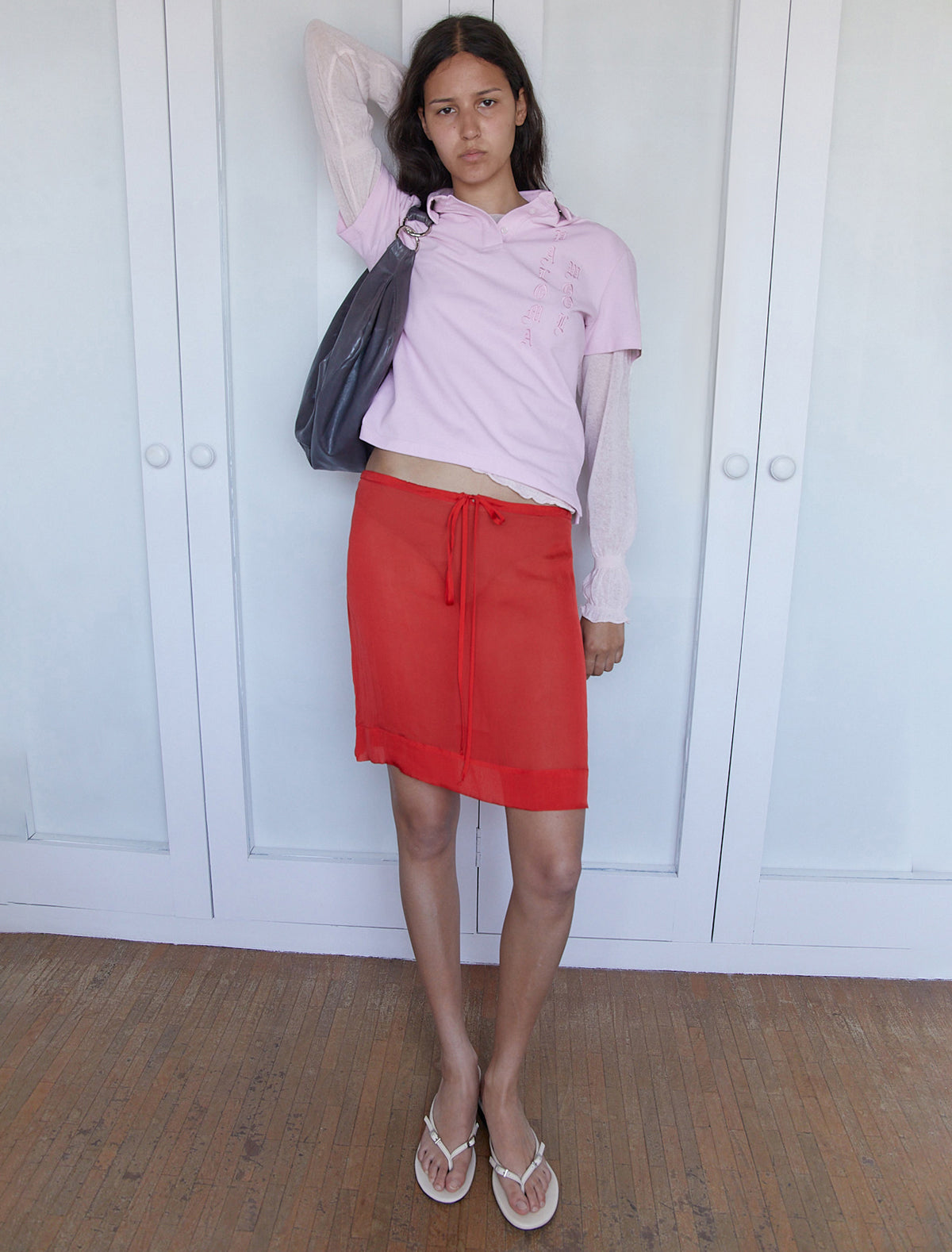 Milevo delicate sheer skirt red