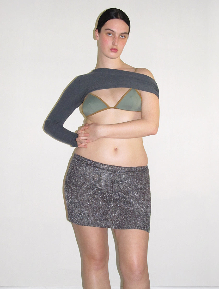RAGAZZA-Knitted metallic mini skirt