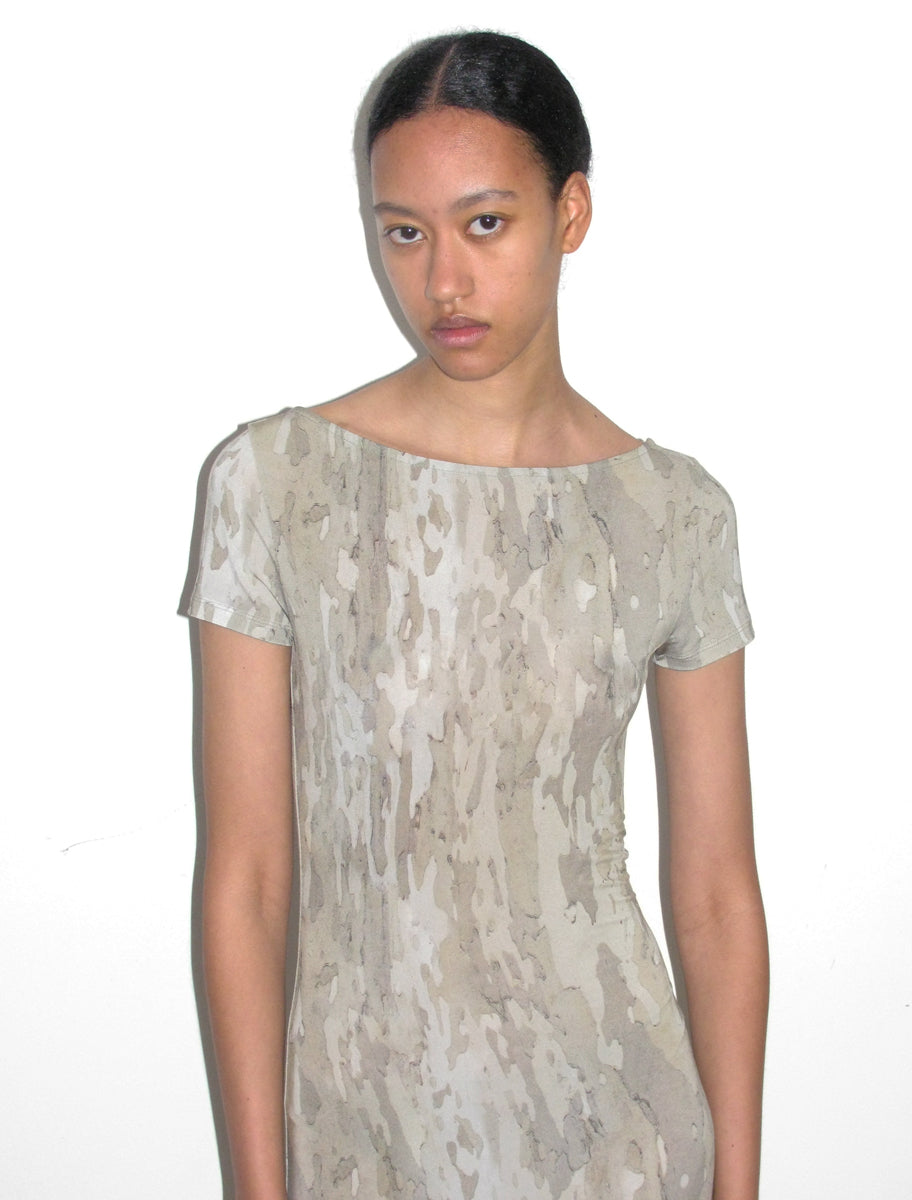 Ciutadella transparent long dress arbol print