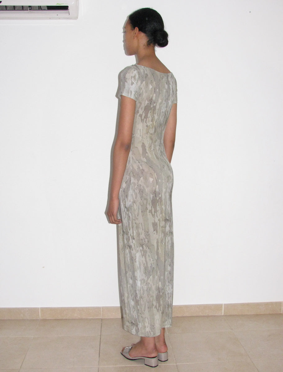 Ciutadella transparent long dress arbol print