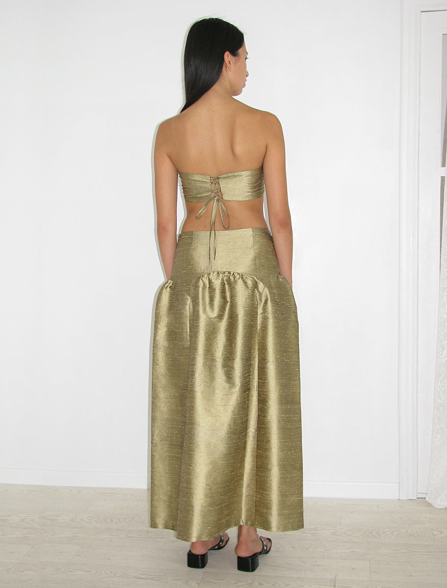 Pallon low waist silk skirt