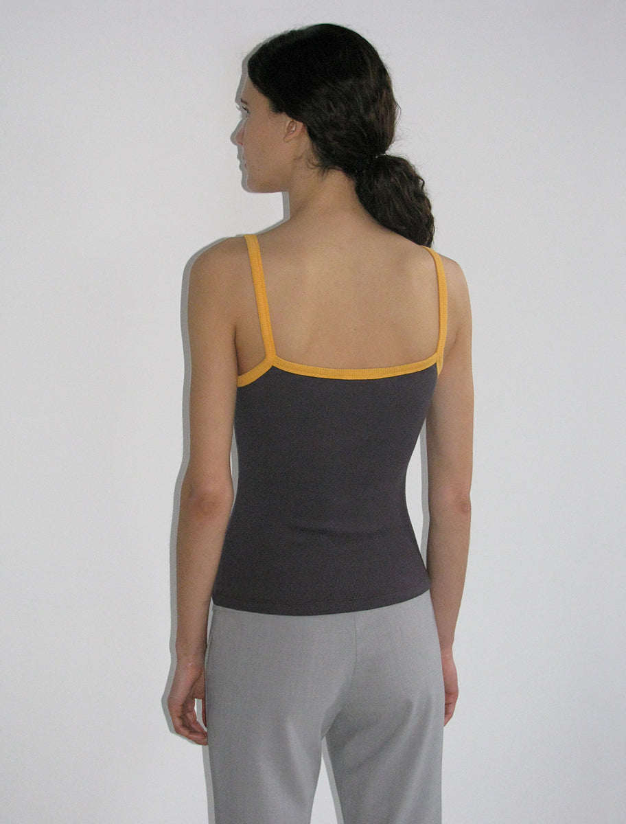 BARKAN-Dark grey strappy ribbed top with silicone paloma wool label