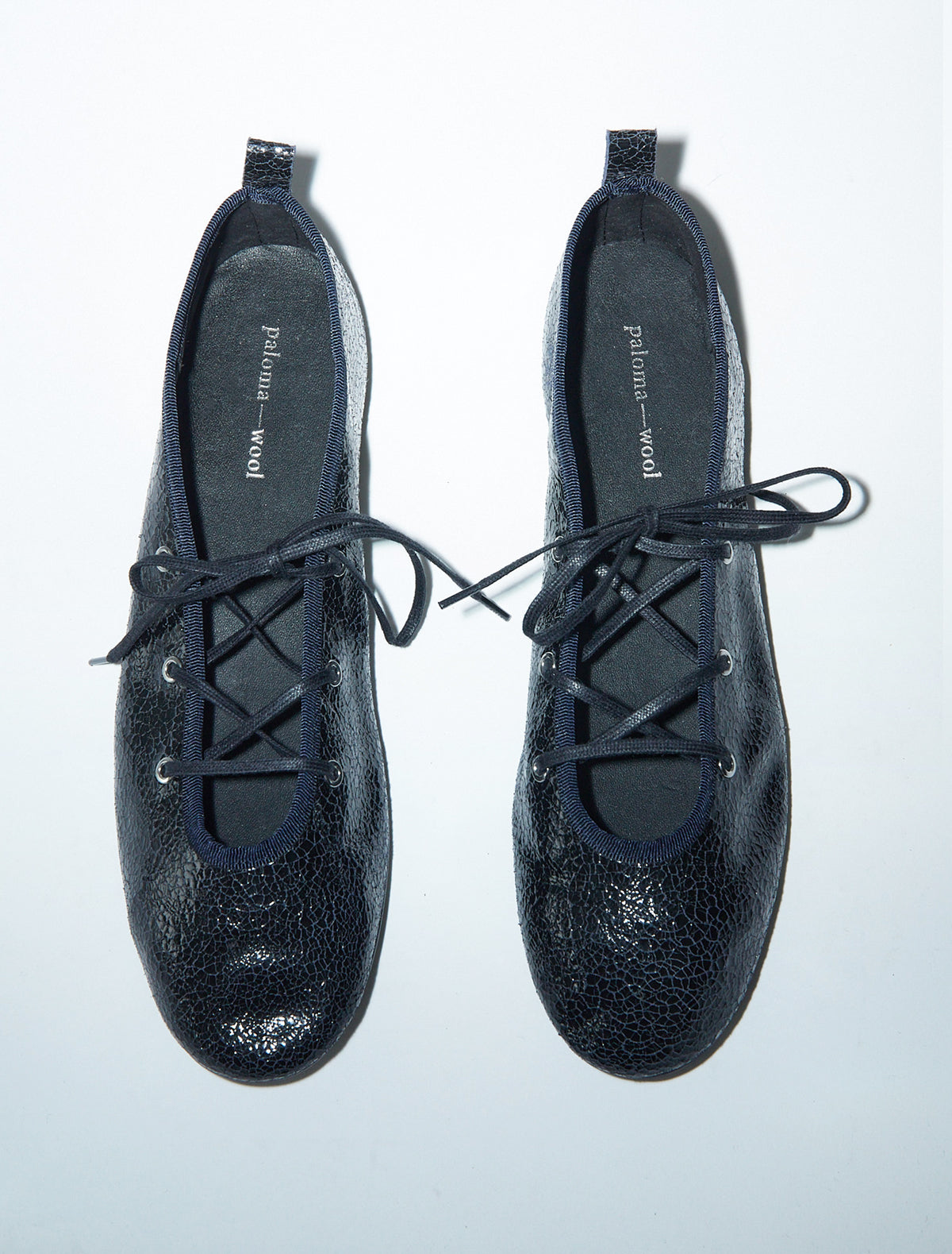 Pina lace up leather ballerina navy