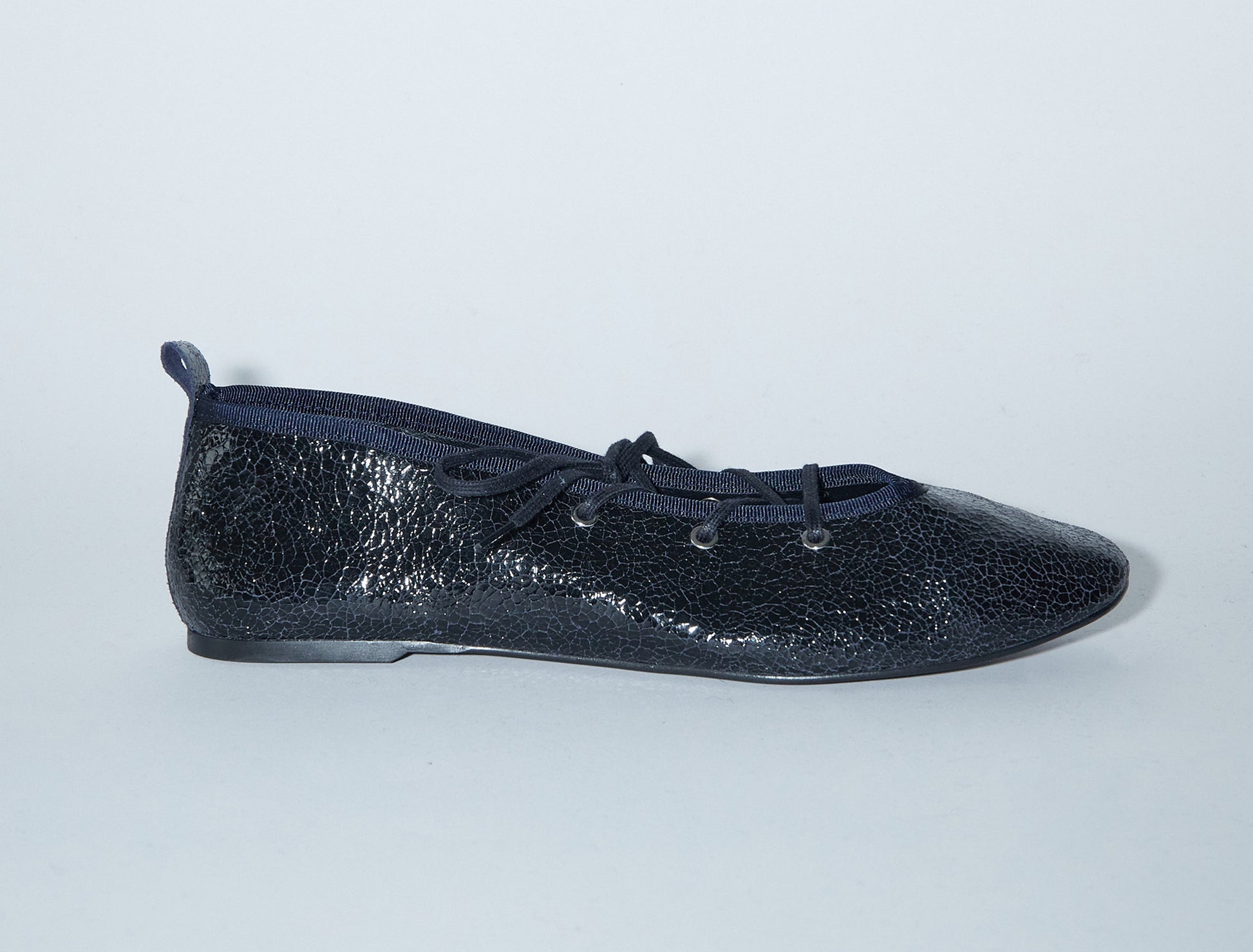 Pina lace up leather ballerina navy