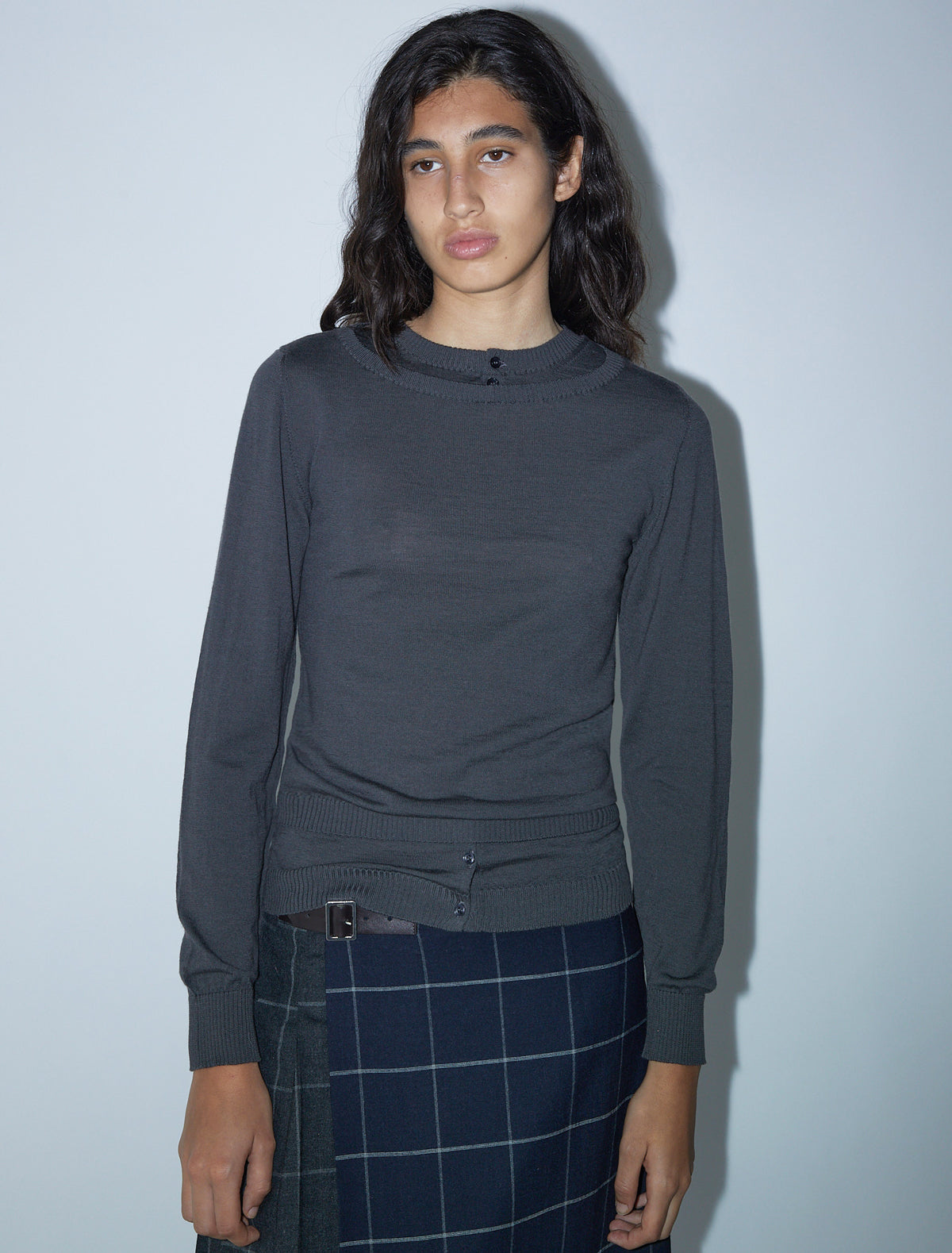 Giacos jumper double layered neckline hem sleeves