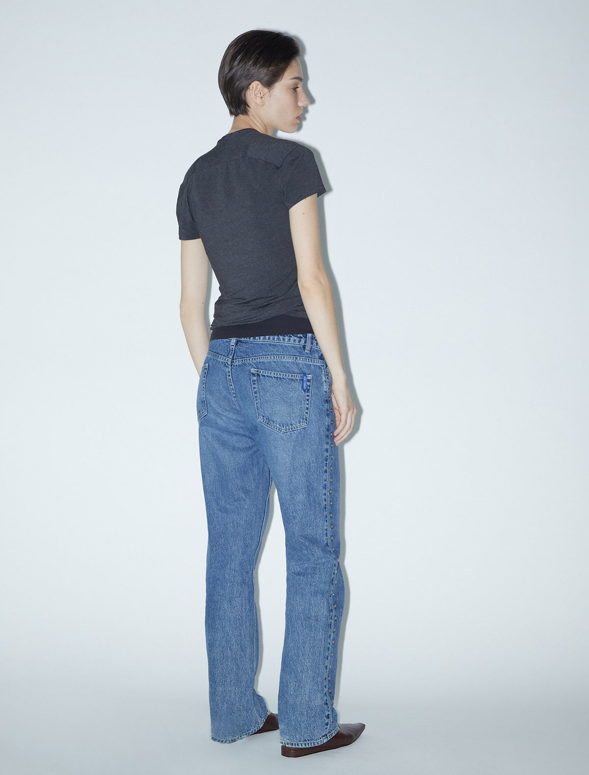 Crowd low waist pants metal detail seams denim aw25