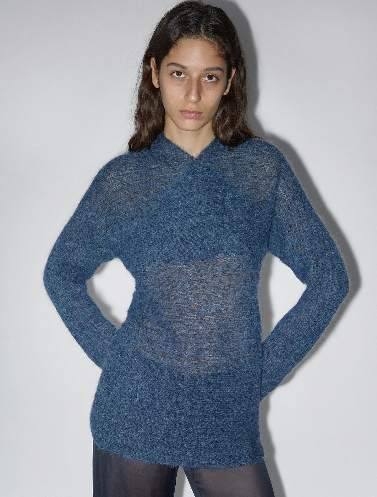 Lichen sweater horizontal ribbing navy