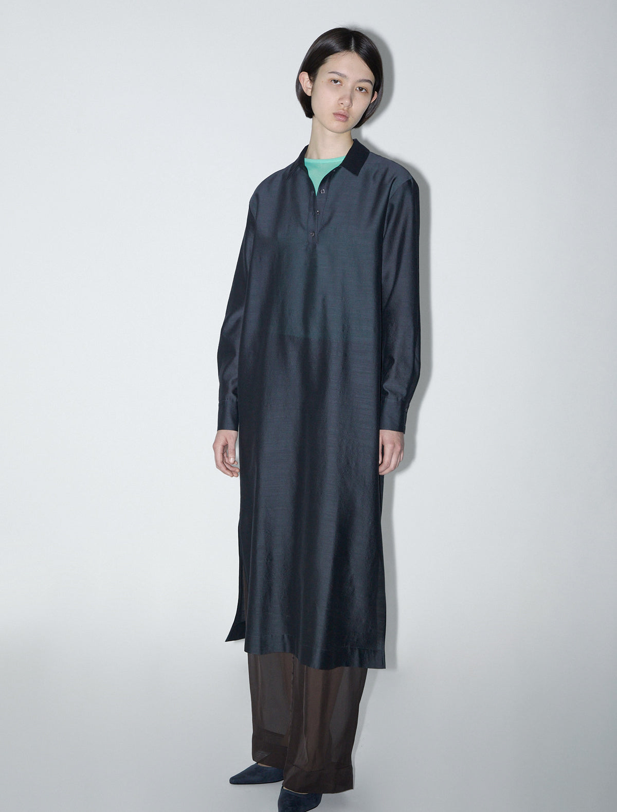 Espon wool tunic shirt collar black