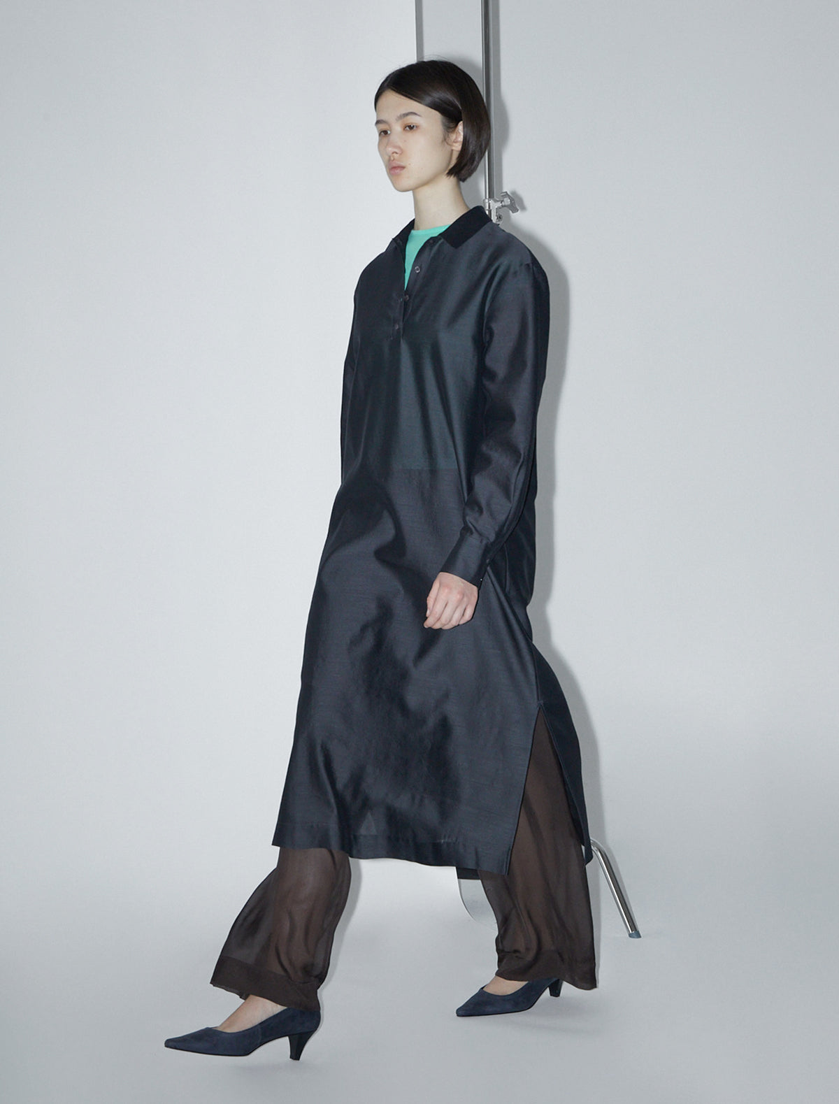Espon wool tunic shirt collar black
