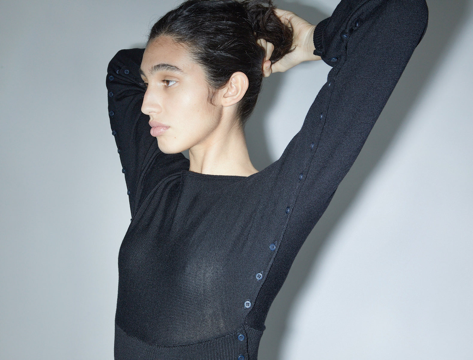 Fa dress cross shaped dress buttons sides black
