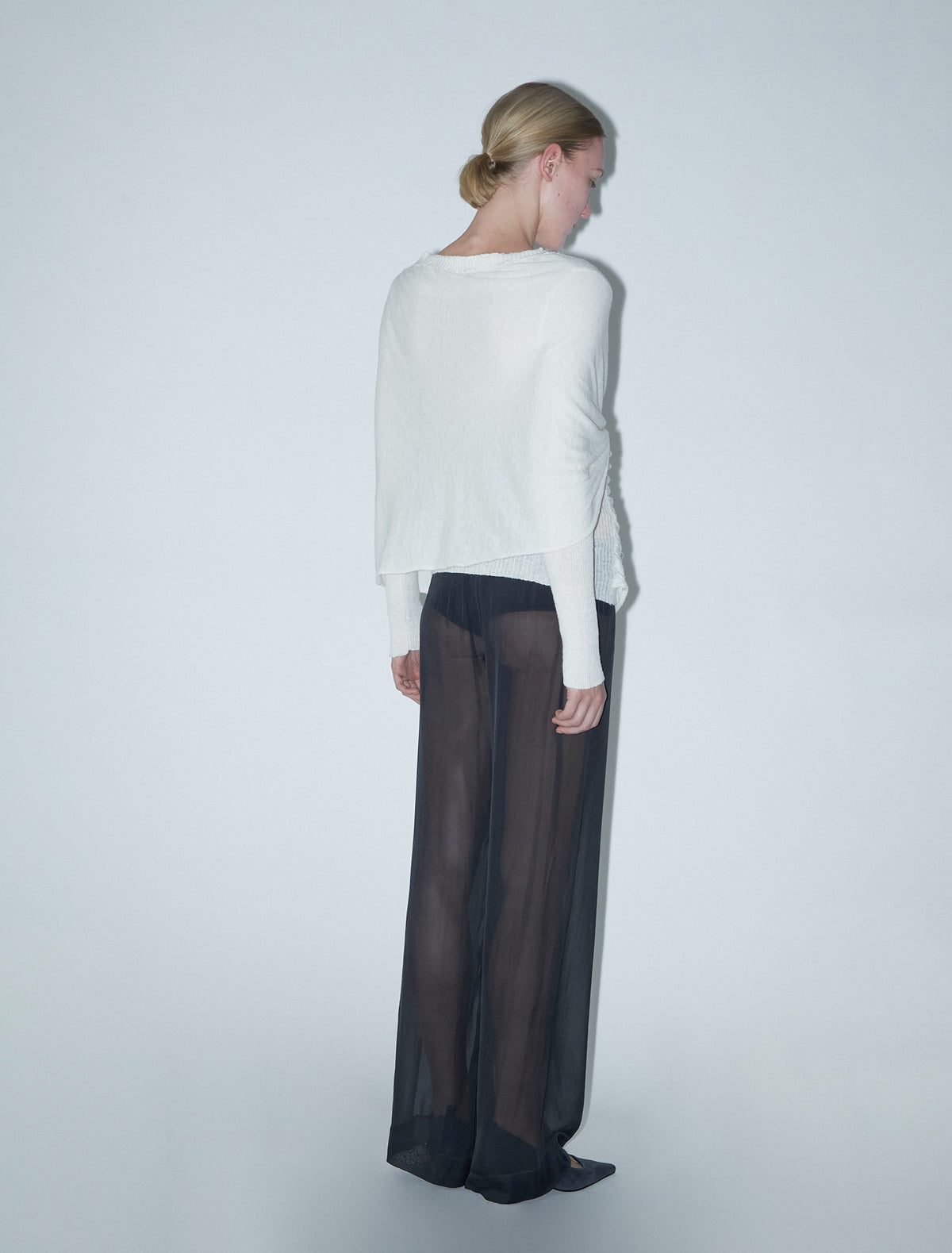 Elio ribbed sweater crossover piece white