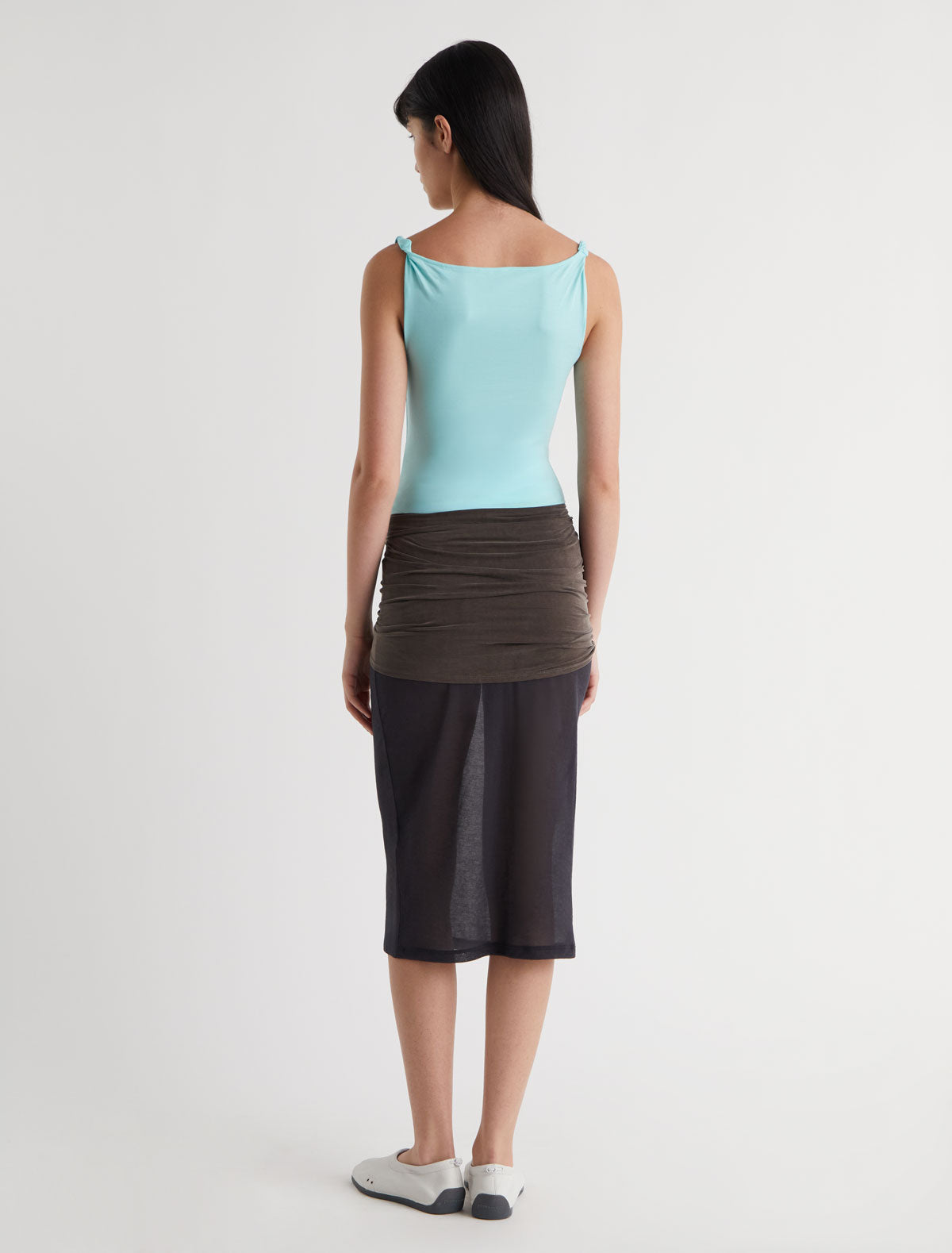 Adriana ii sash style belt gathered fabric panel leather part brown