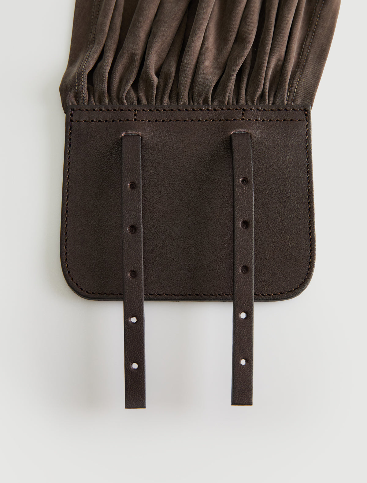 Adriana ii sash style belt gathered fabric panel leather part brown