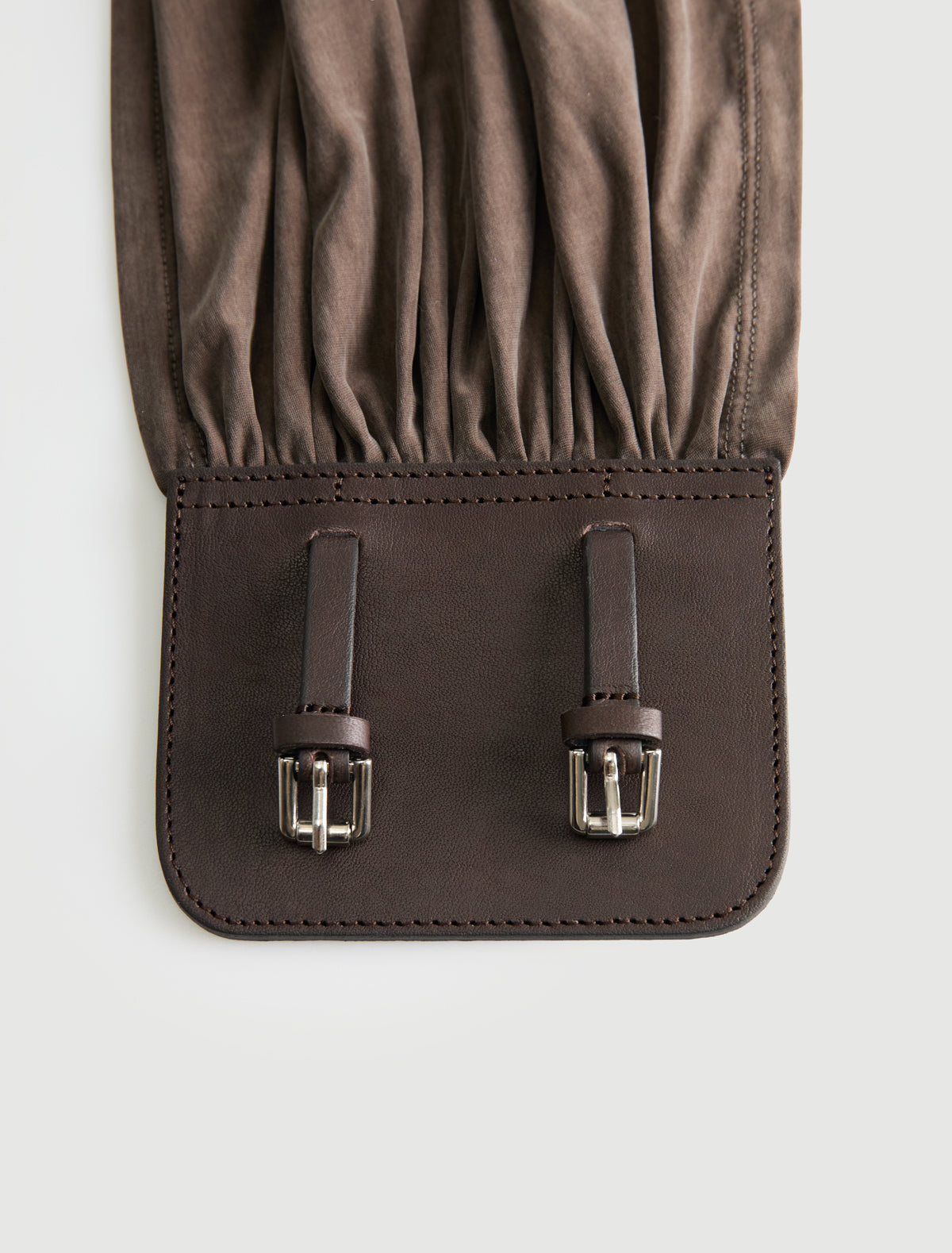 Adriana ii sash style belt gathered fabric panel leather part brown