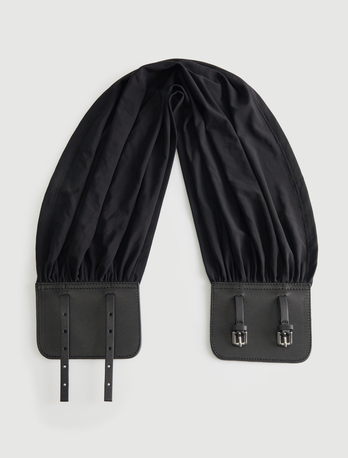 Adriana ii sash style belt gathered fabric panel leather part black