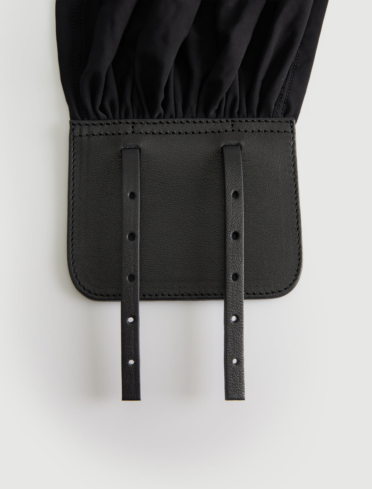 Adriana ii sash style belt gathered fabric panel leather part black