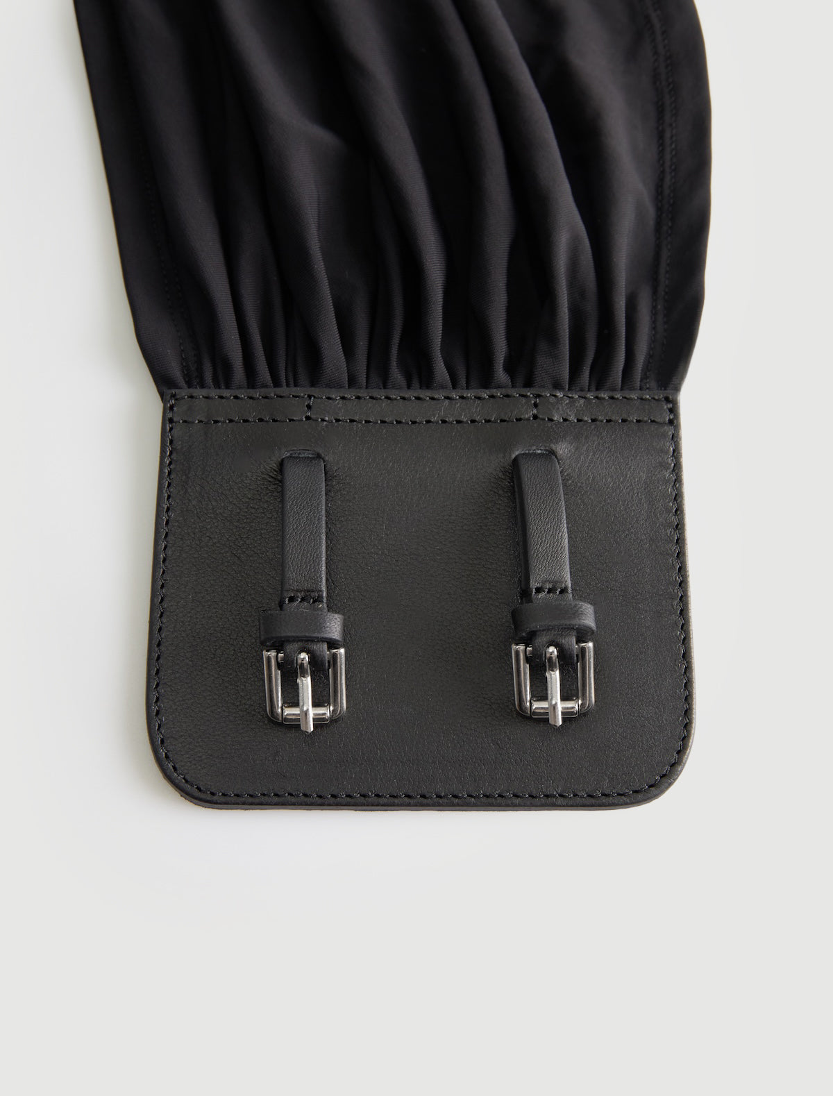 Adriana ii sash style belt gathered fabric panel leather part black