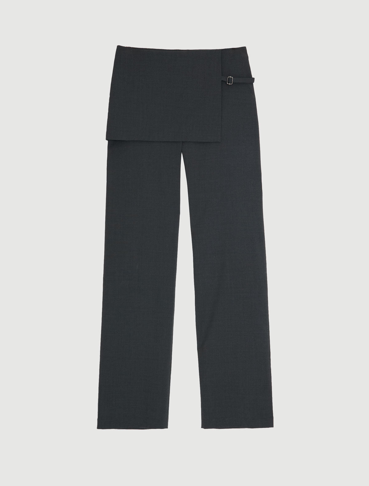 ARCHIVE-Grey straight-leg, mid-rise pants with an overlapping