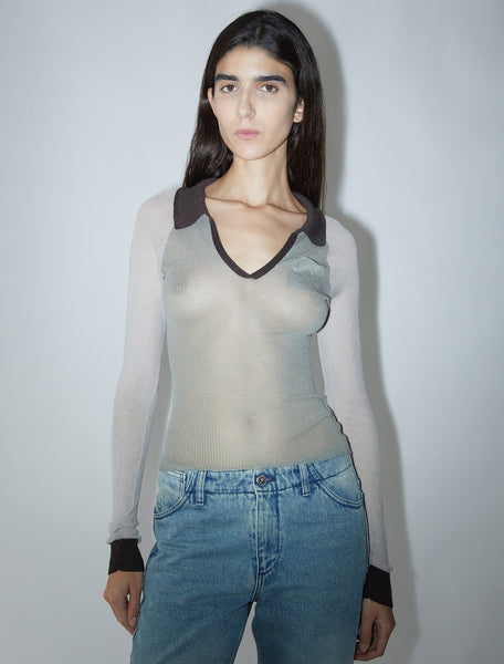 TORRENTBO-Delicate, slightly sheer knitted polo – Paloma Wool