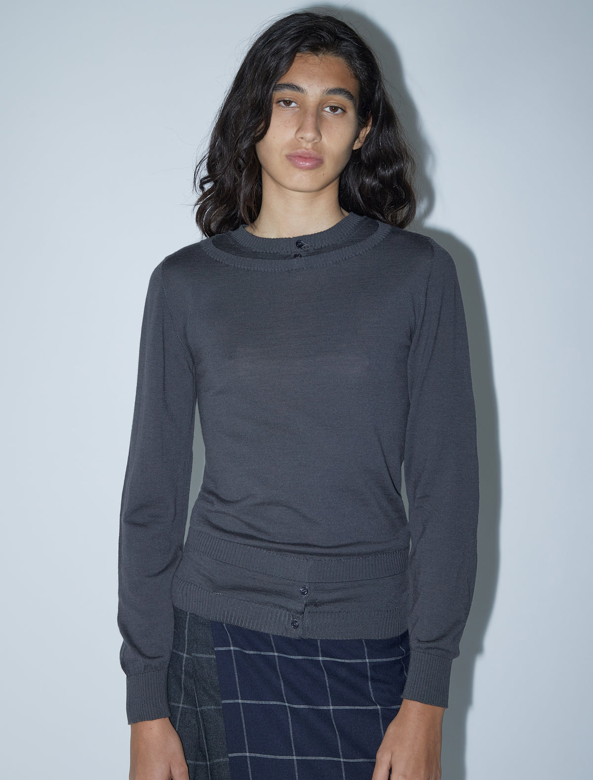 Giacos jumper double layered neckline hem sleeves