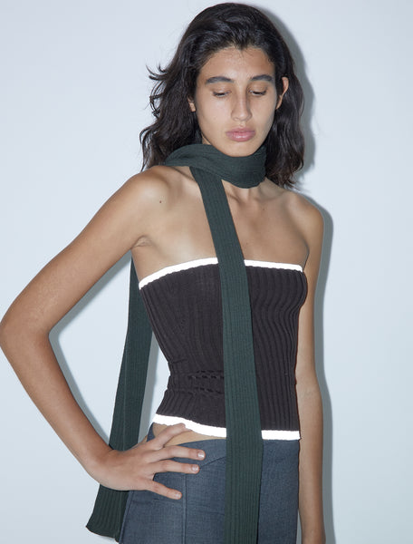 SPAGHETTI-Khaki ribbed multiposition scarf with buttons – paloma wool