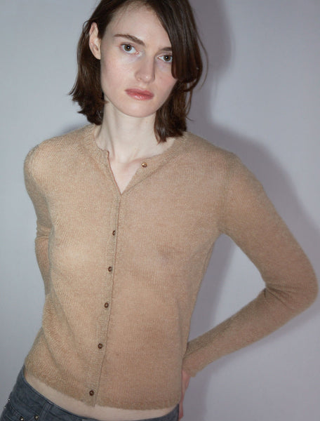 palomawool ニットカーディガン BUTTON ALONE-Slightly fitted tricot cardigan with 'avec
