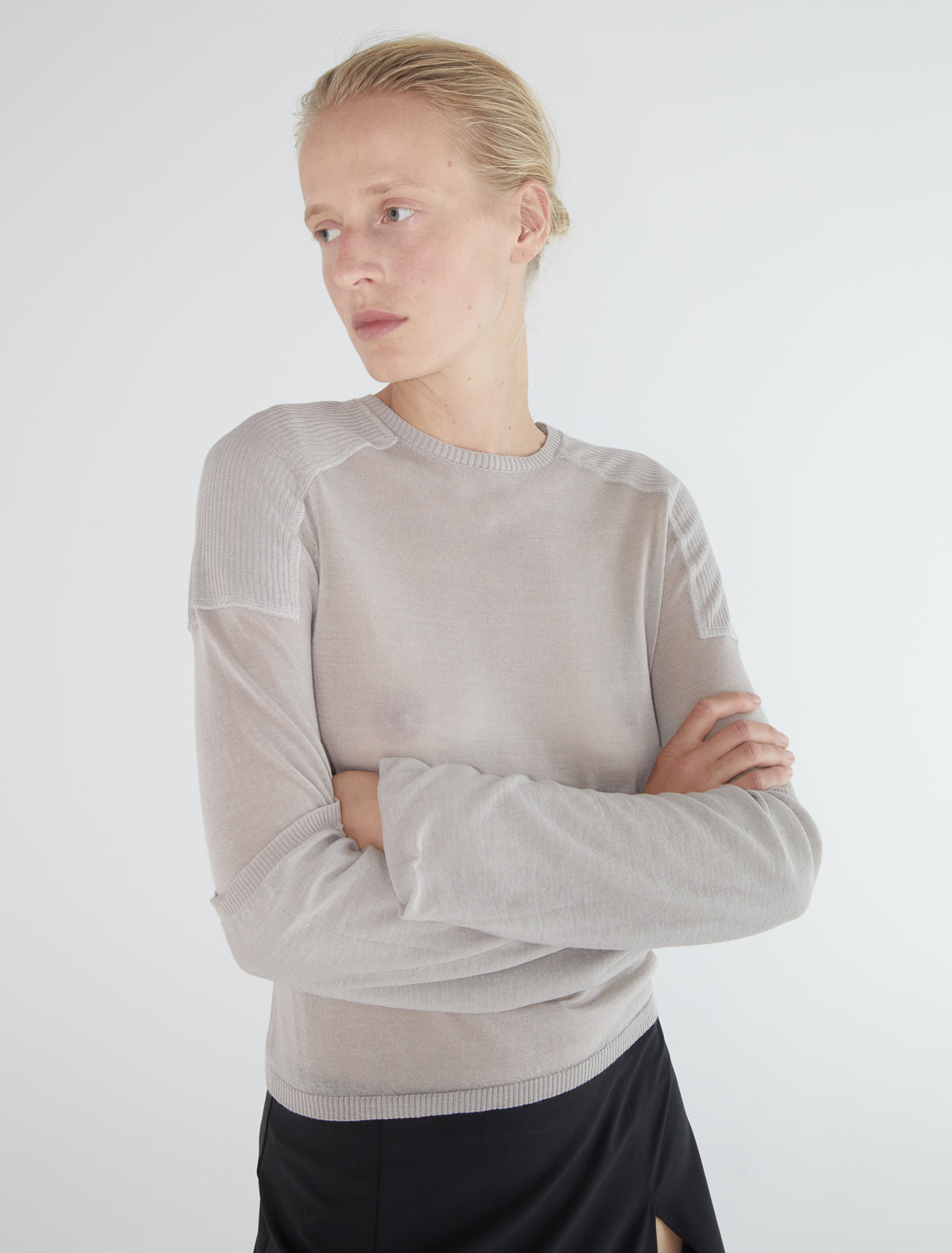 Mercuri round neck extra long slevees lightgrey
