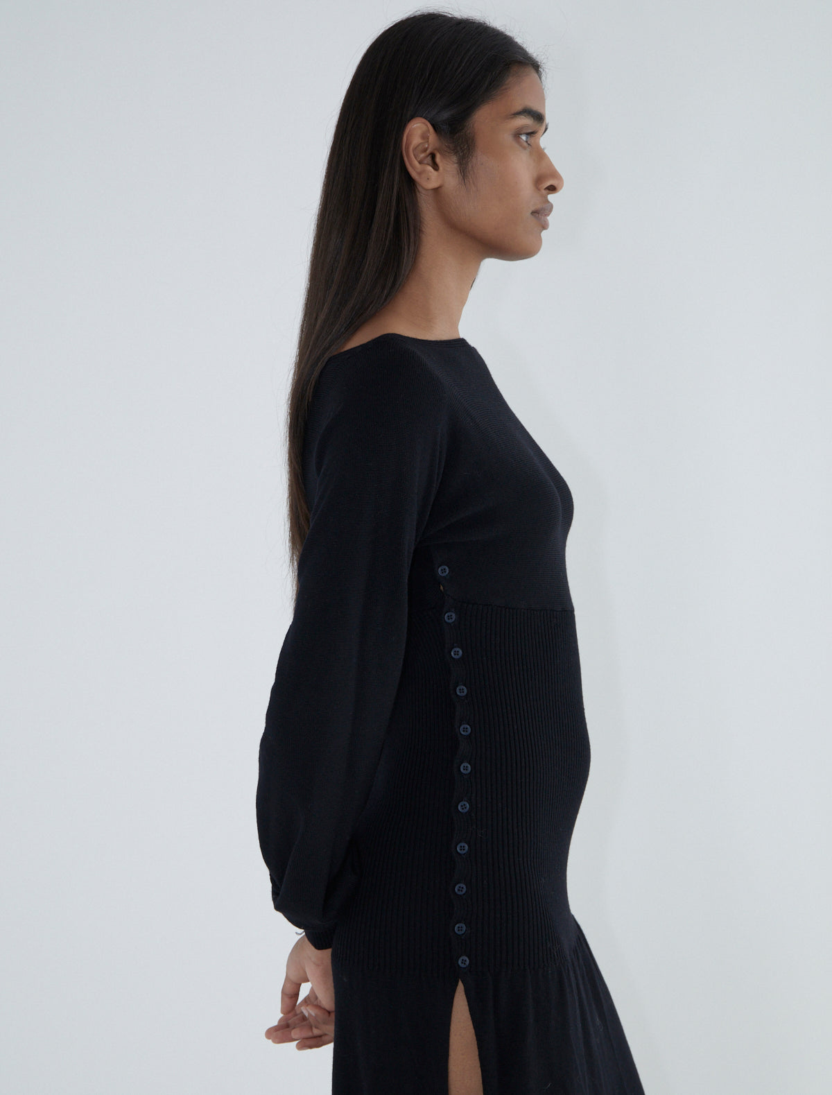 Fa dress cross shaped dress buttons sides black