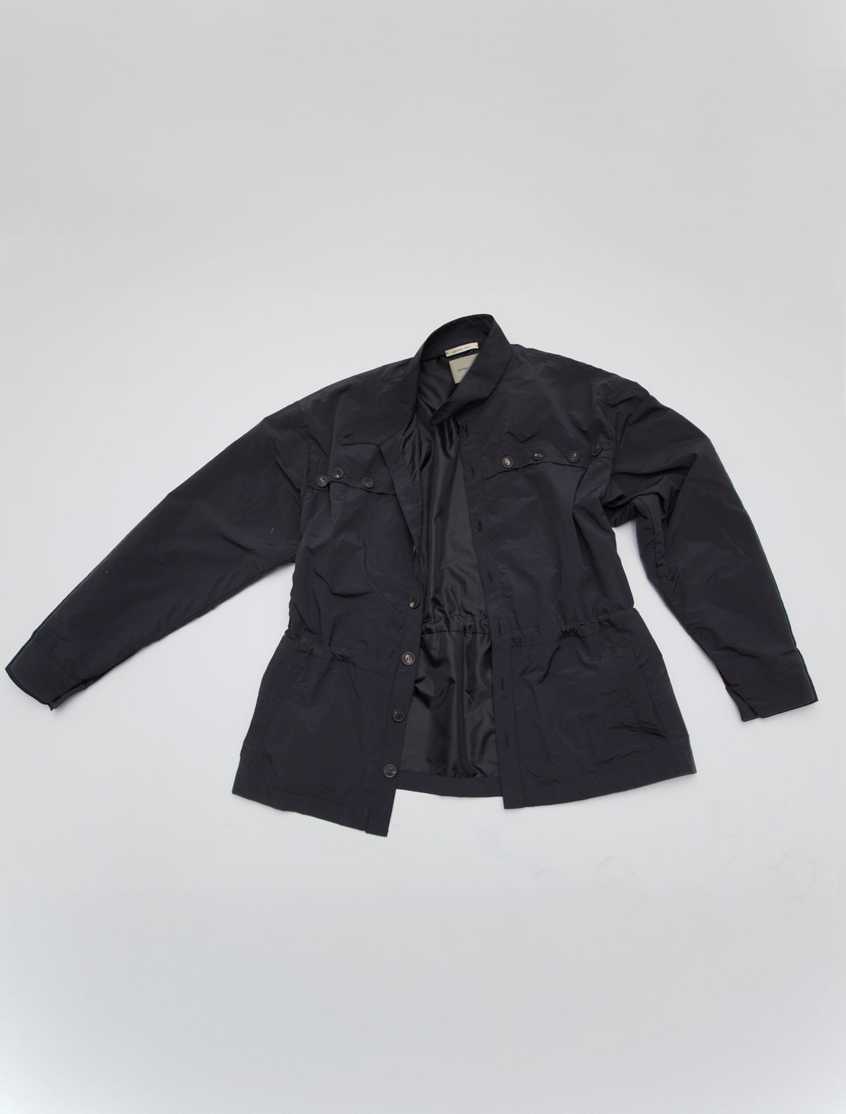 Simon nylon jacket front cross button adjustable waistband