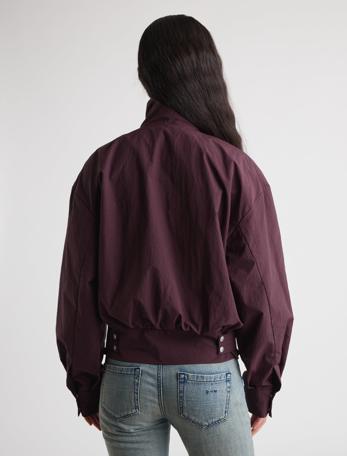 Bastian bomber style jacket lightweight recycled nylon wine
