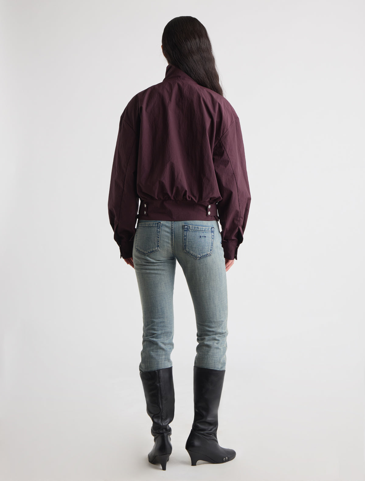 Bastian bomber style jacket lightweight recycled nylon wine