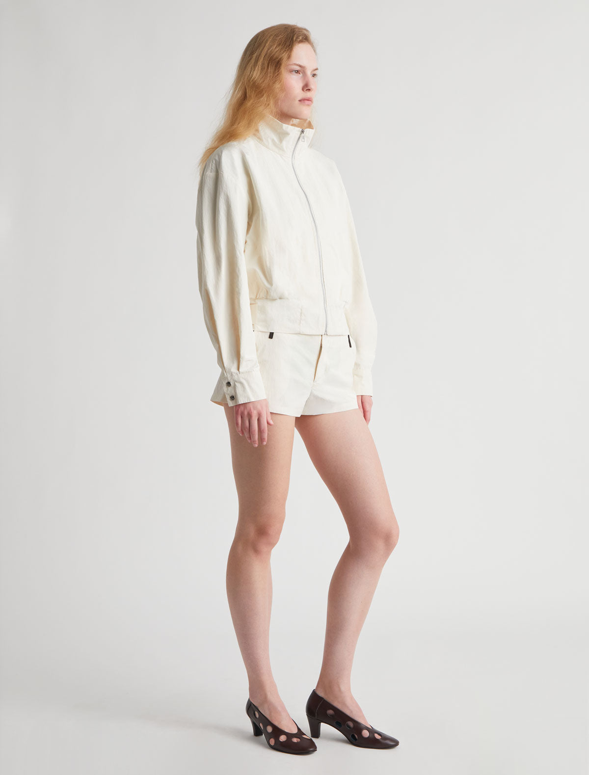 BASTIAN- White bomber made from lightweight recycled nylon