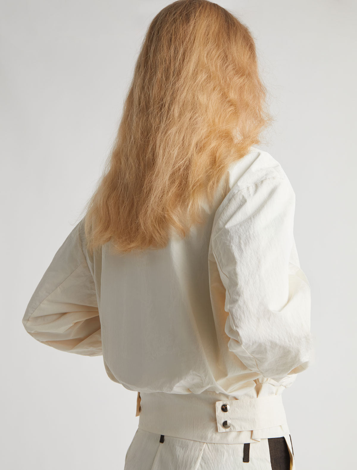Bastian bomber jacket recycled nylon zip closure white