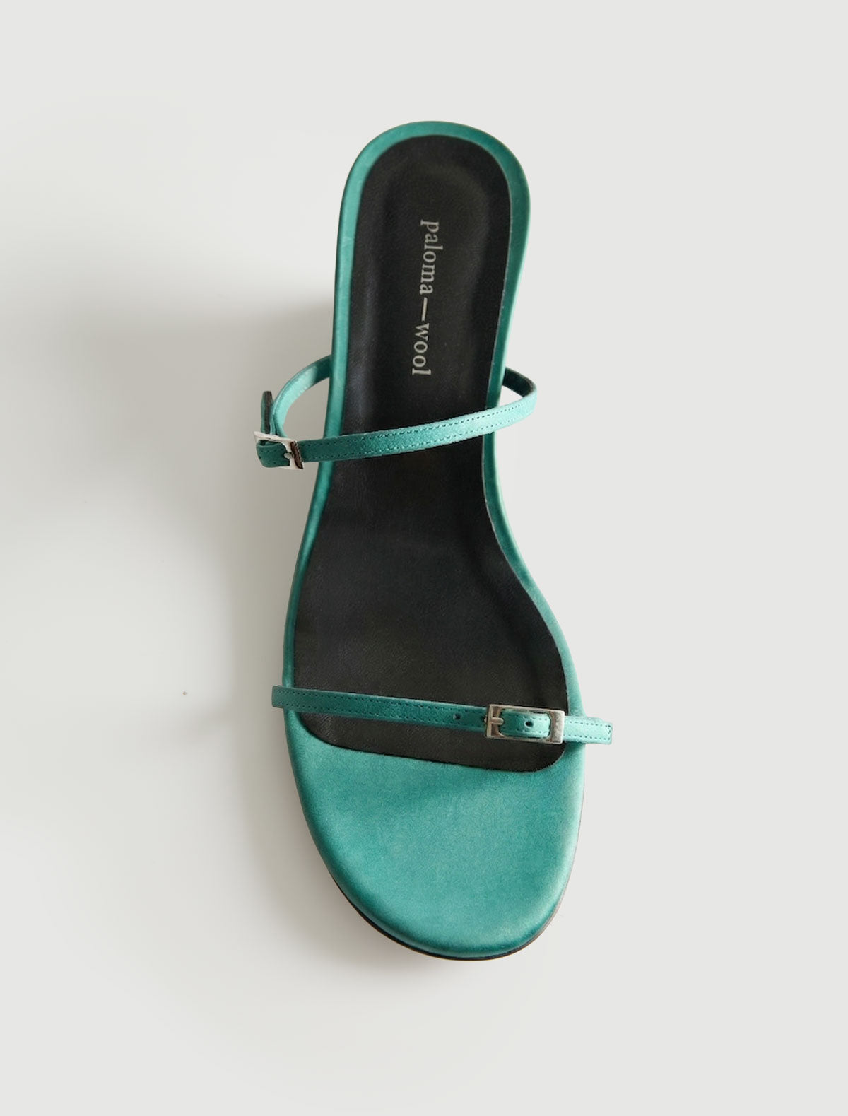 Bego curved 6 cm contrast wedge sandal thin buckle straps green