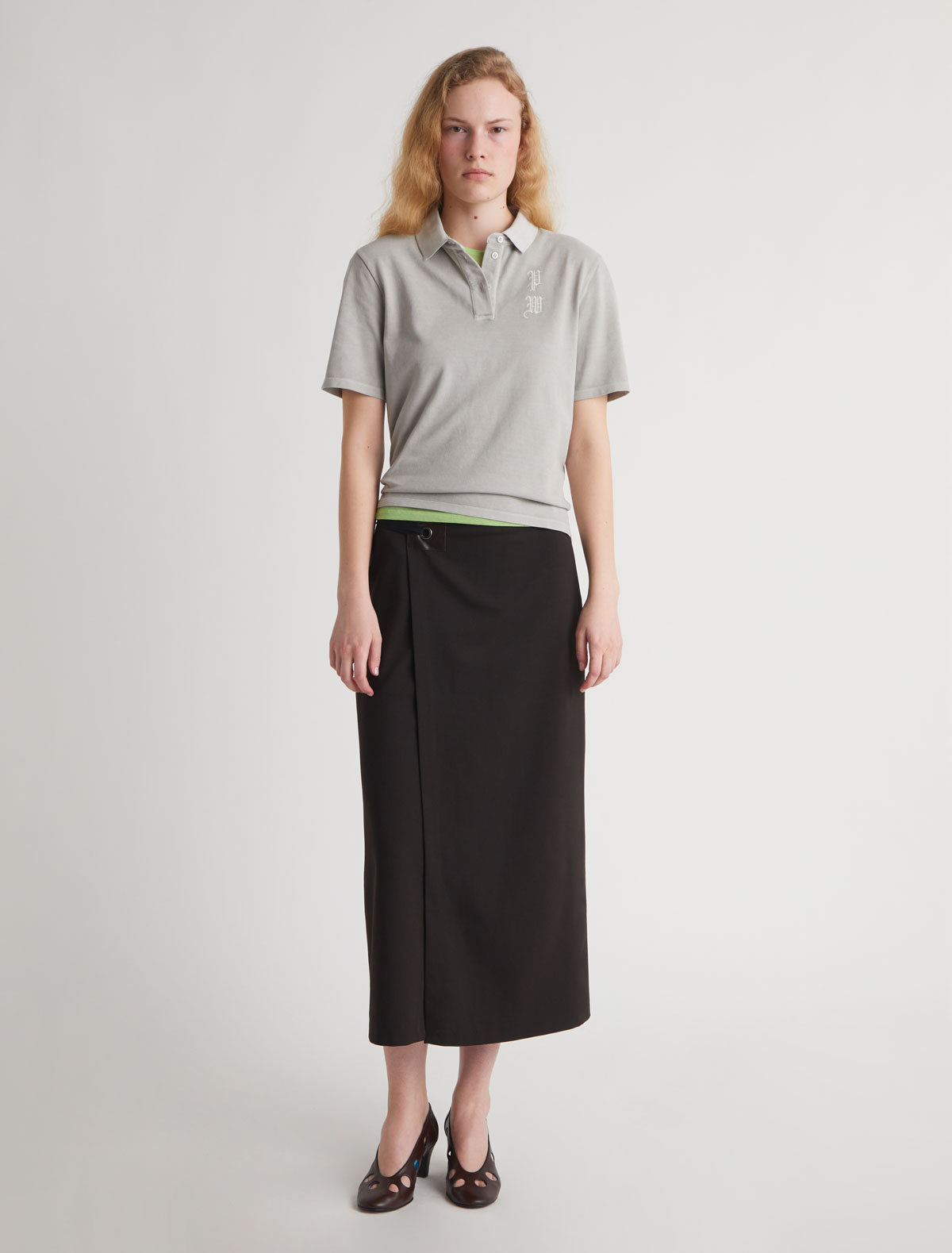 Pw polo short sleeve pique polo shirt brand embroidery grey