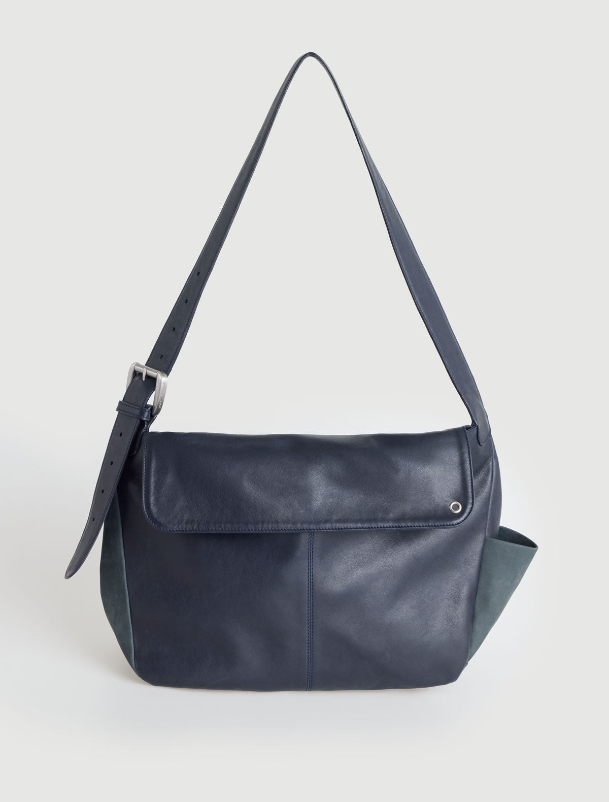 Cairo crossbody bag contrasting leathers eyelet detail navy