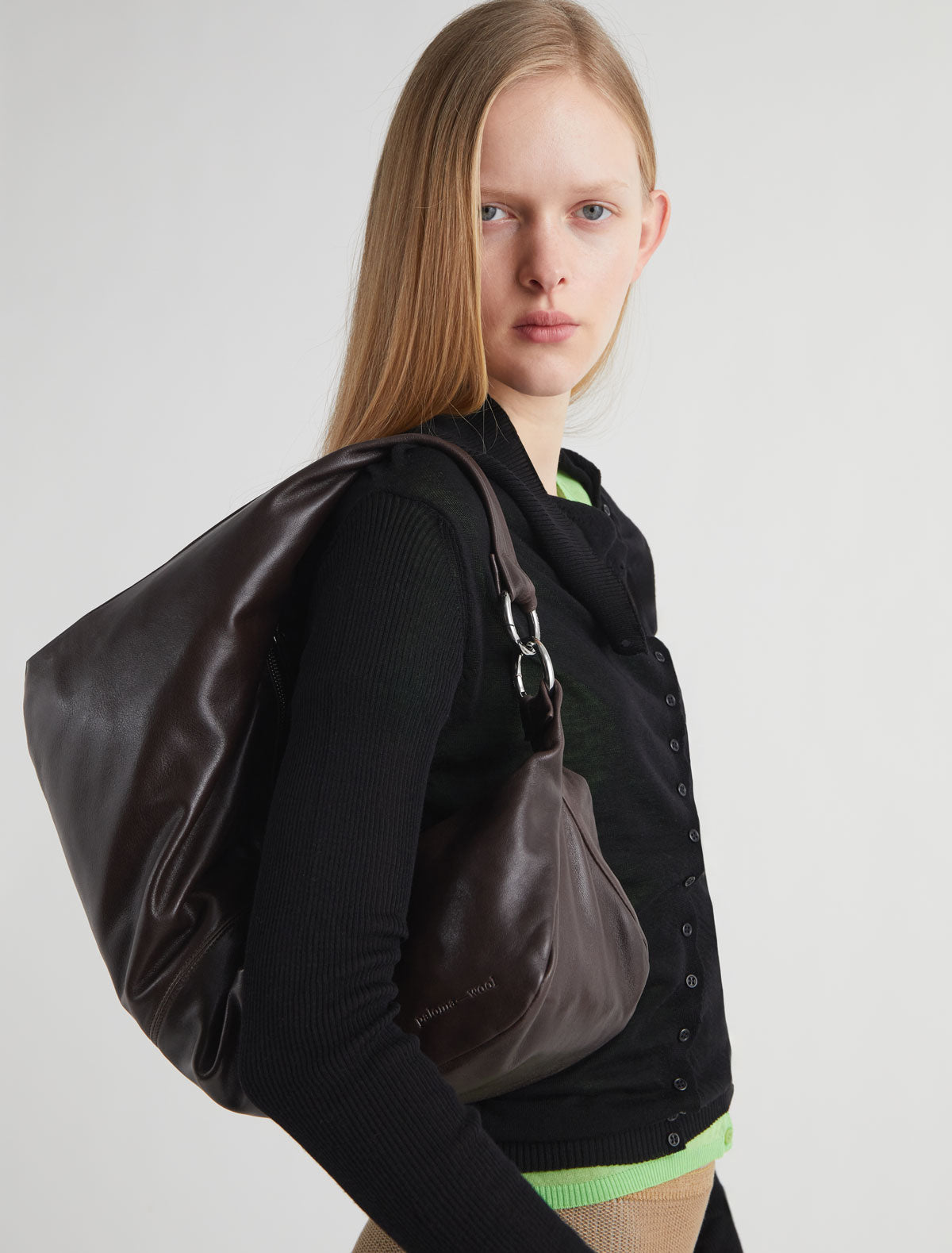 Dry elongated wrap around hobo style shoulder bag newbrown