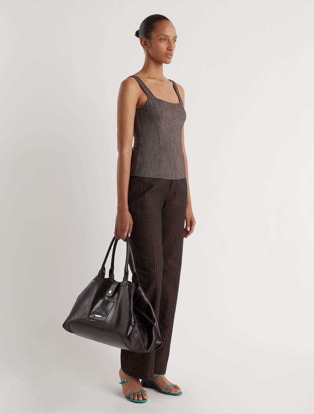 BONAIRE-Elastic strappy top with chest seam. Invisible side zipper