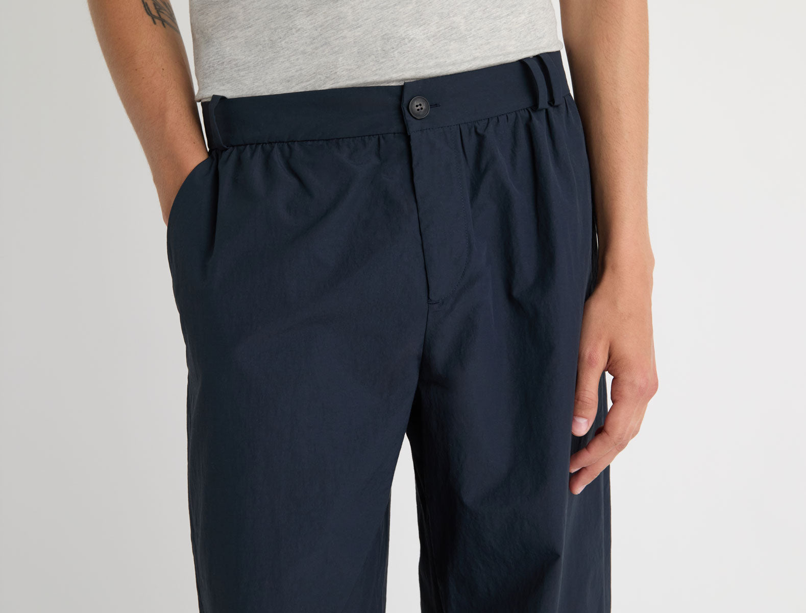Boza b balloon style nylon trousers navy