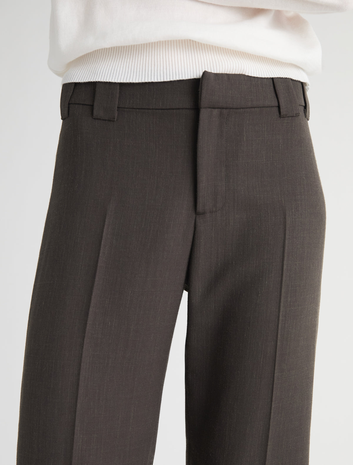 Brix capri trousers wide belt loops brown