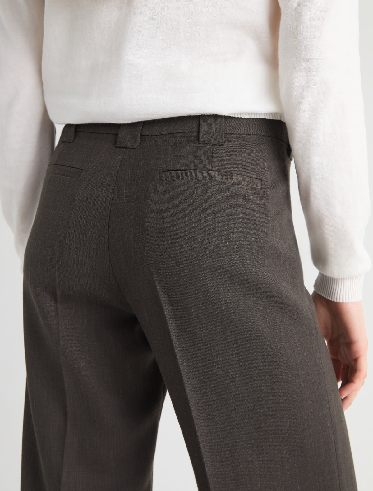 Brix capri trousers wide belt loops brown
