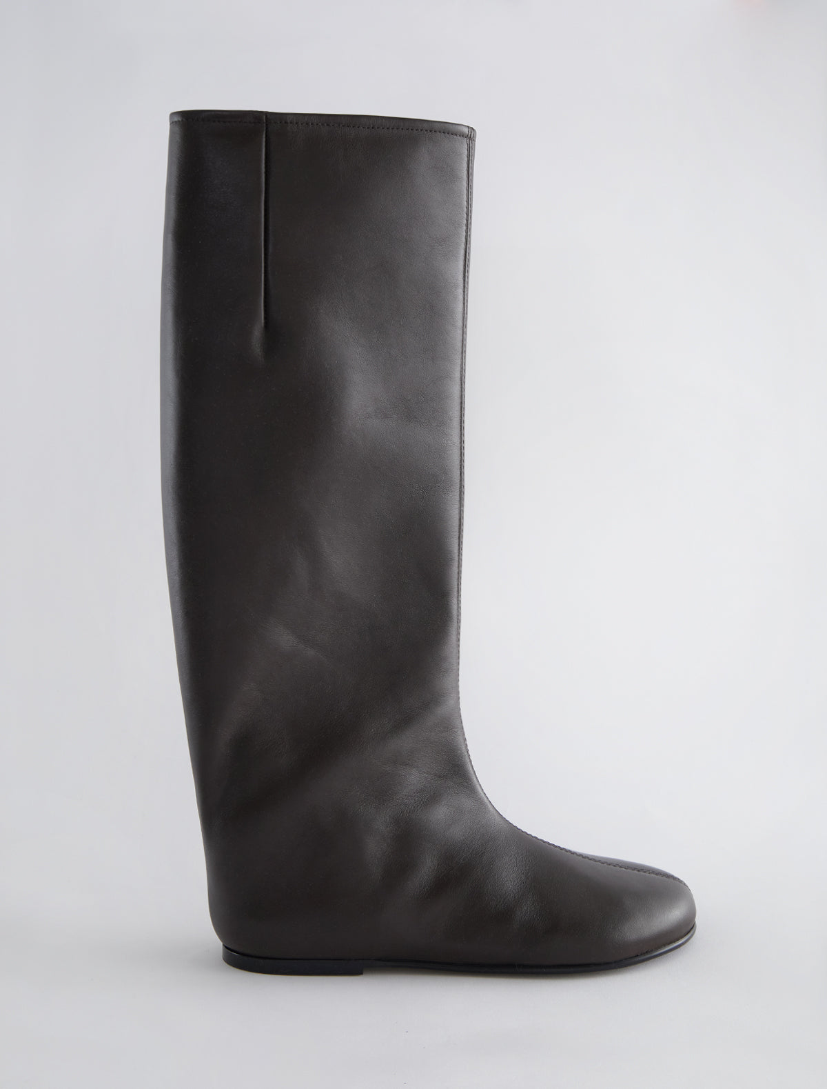 Napoli high straight leg pull on barefoot style boots brown