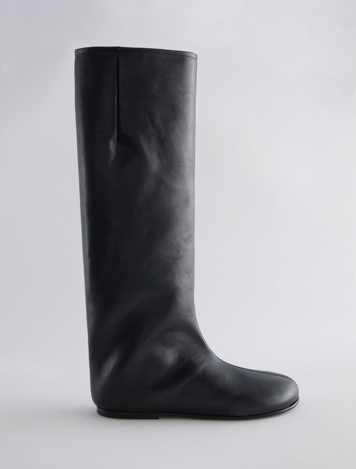 Napoli high straight leg pull on barefoot style boots black
