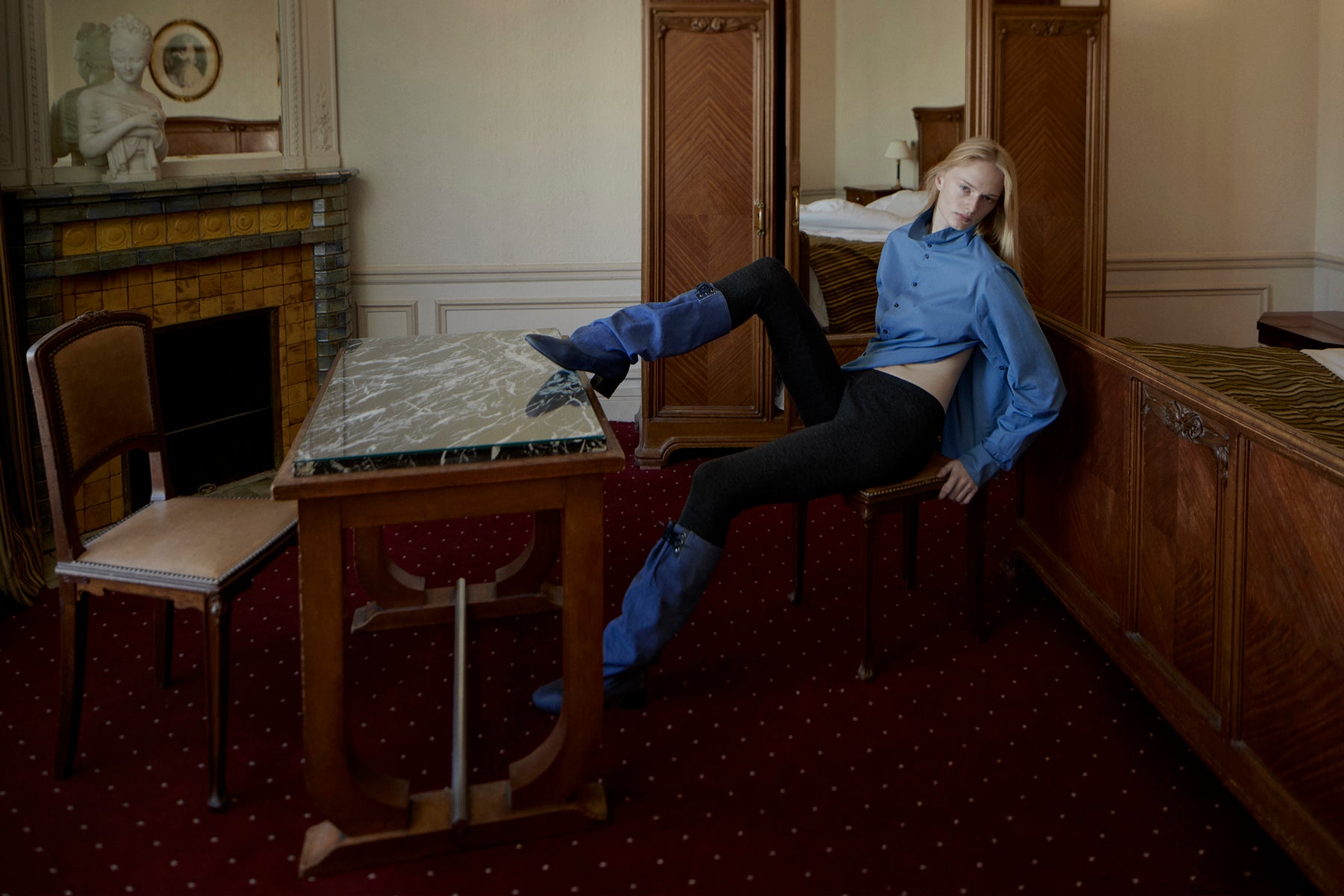 Victoria canvas loose shaft boot navy