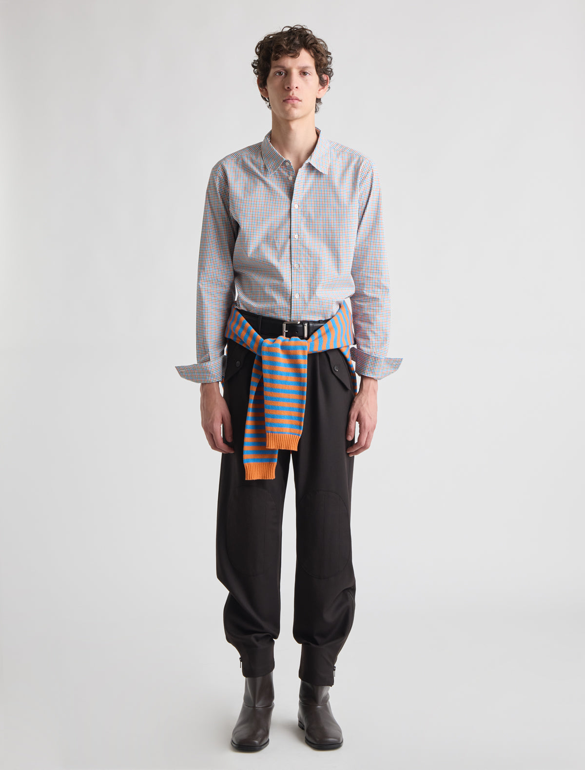 Pay classic mens check pattern shirt pw embroidery