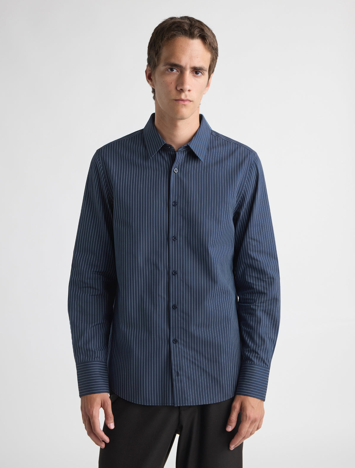 Boa iii men s striped shirt front pocket darknavy