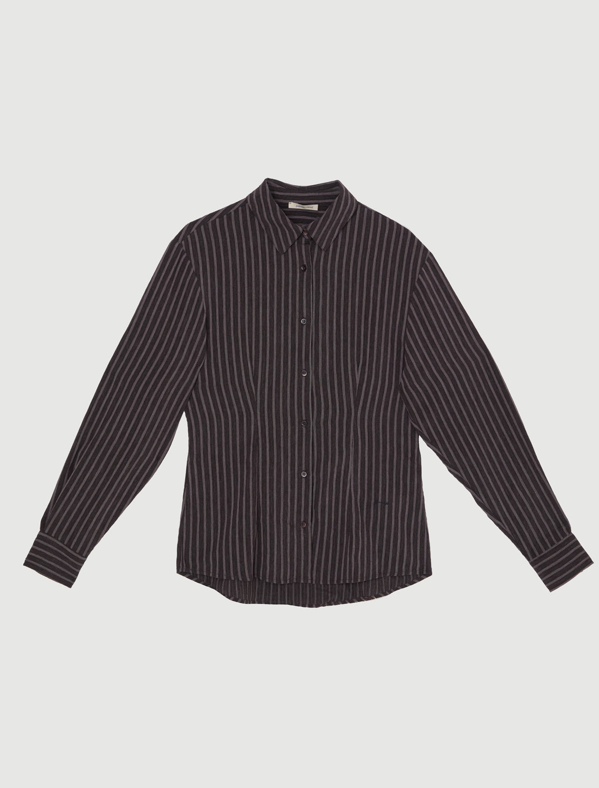 Liren fitted brown striped shirt pw embroidery brown