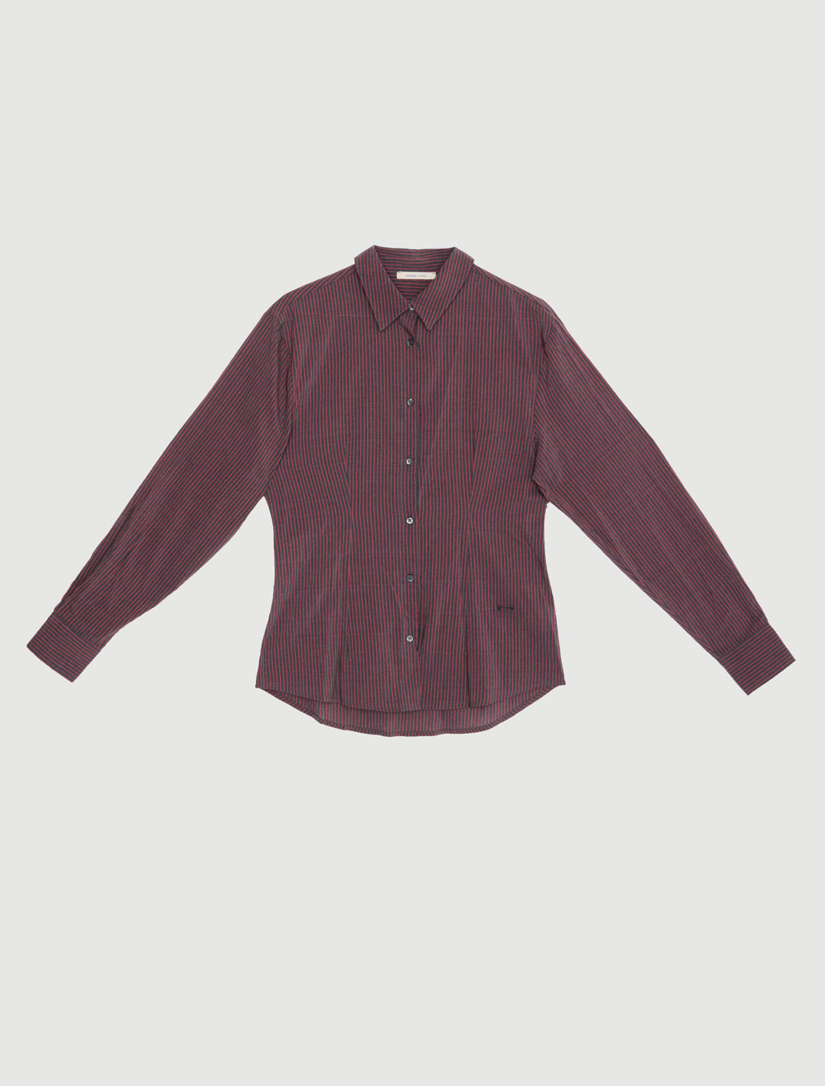 Sento fitted shirt red stripes p w embroidery wine